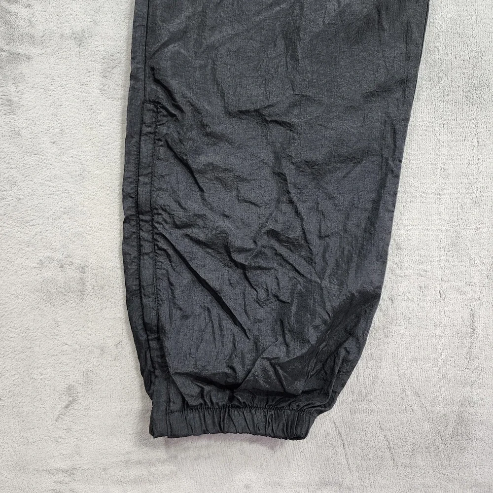 Vintage Champion Pants Mens L Black Nylon Track Jogger Zip Hem Lightweight